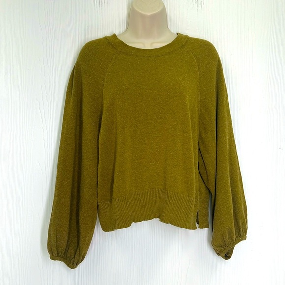 Zara - Olive Green Split Back Tie At Neck Long Sleeve Lightweight Sweater Small - Picture 1 of 11
